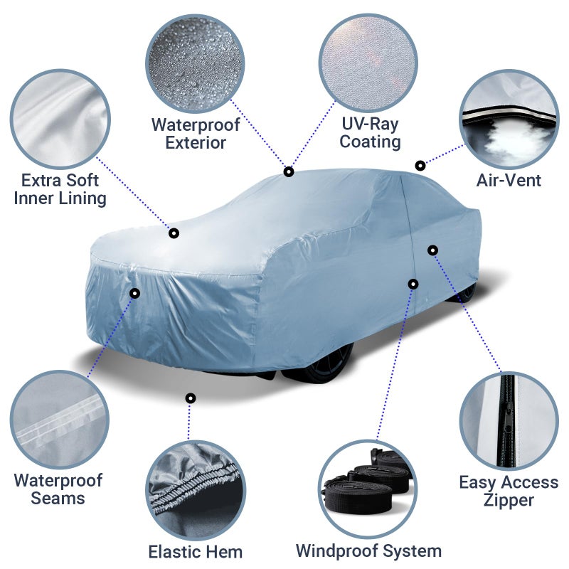 iCarCover Custom Car Cover for 1962-1981 MG MGB Roadster, Waterproof All-Weather Rain Snow UV Sun Protector Full Exterior Weatherproof Indoor Outdoor Car Cover with Strap - Image 4